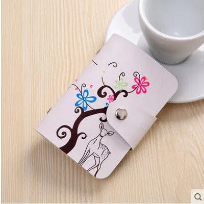 24 Slot Hot Sale PU Leather the card cover of Flower Pattern Business Credit Card Holder Wallet Free Shipping PY089