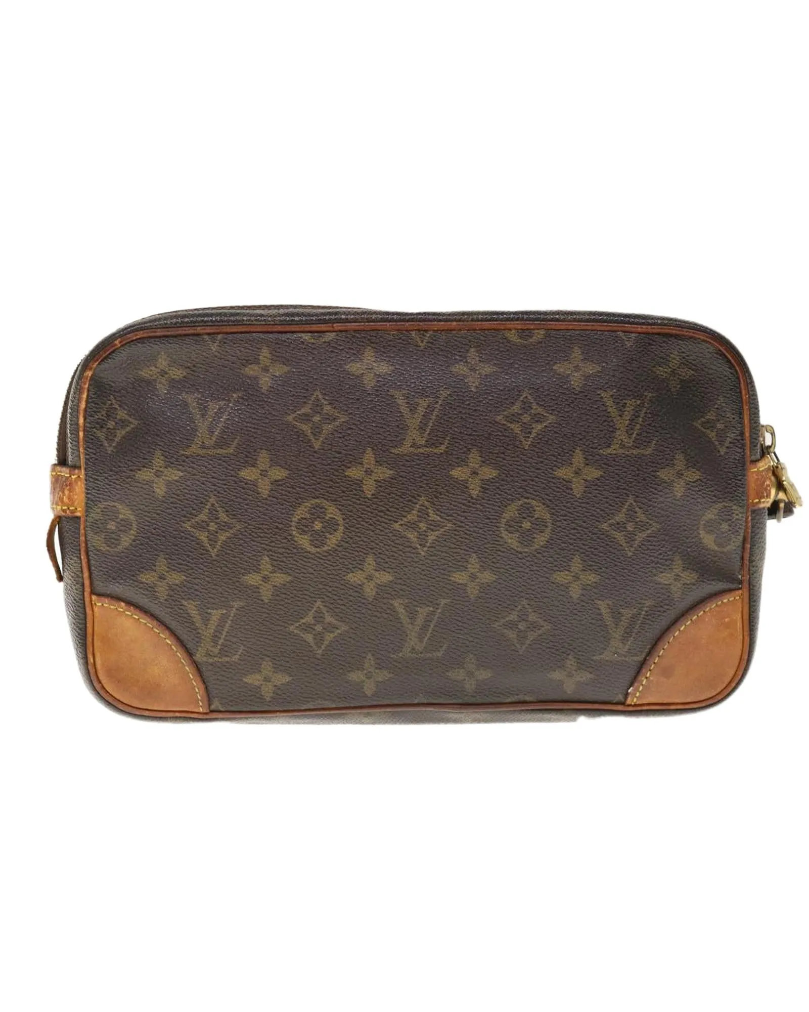 Authentic Louis Vuitton Monogram Clutch Bag with Dragonne Strap