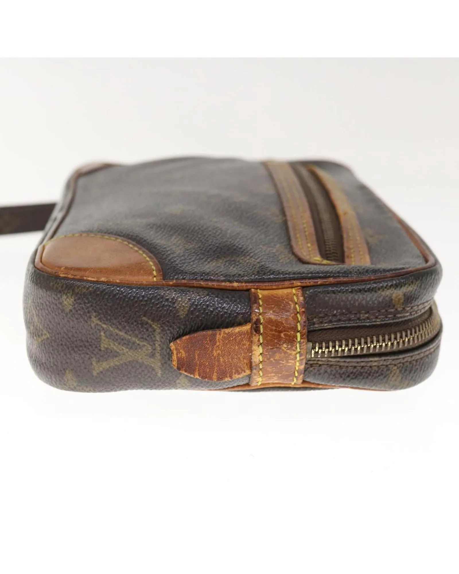 Authentic Louis Vuitton Monogram Clutch Bag with Dragonne Strap