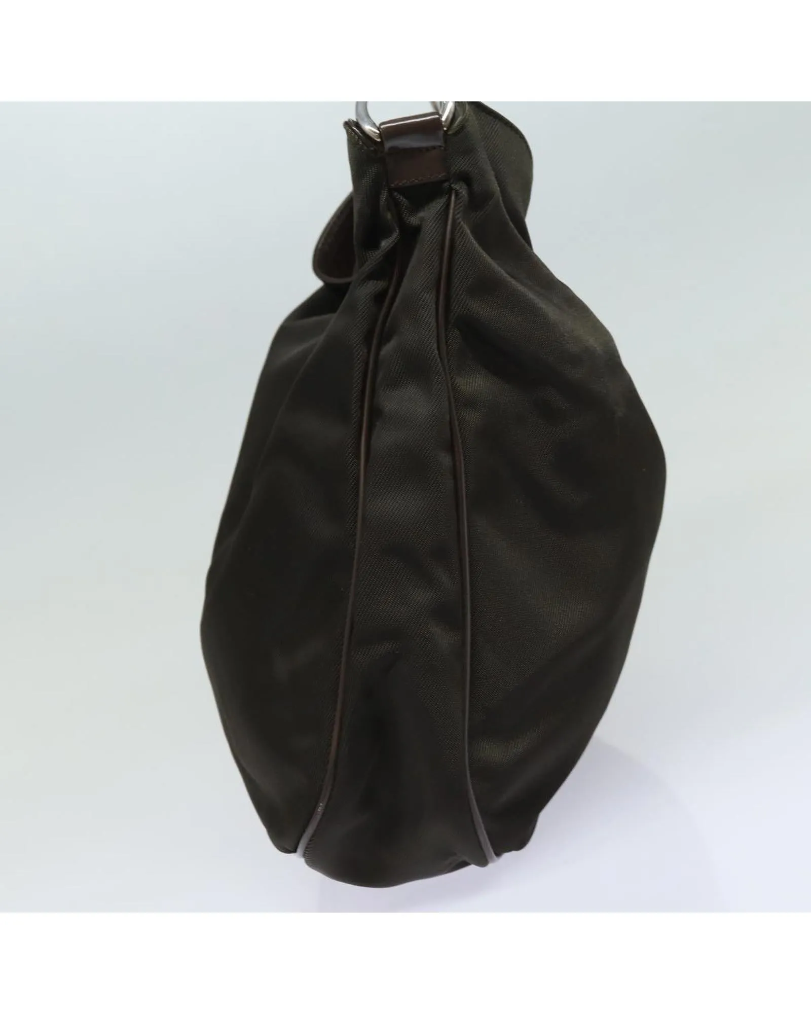 Bamboo Handle Nylon Handbag with Drop Handle