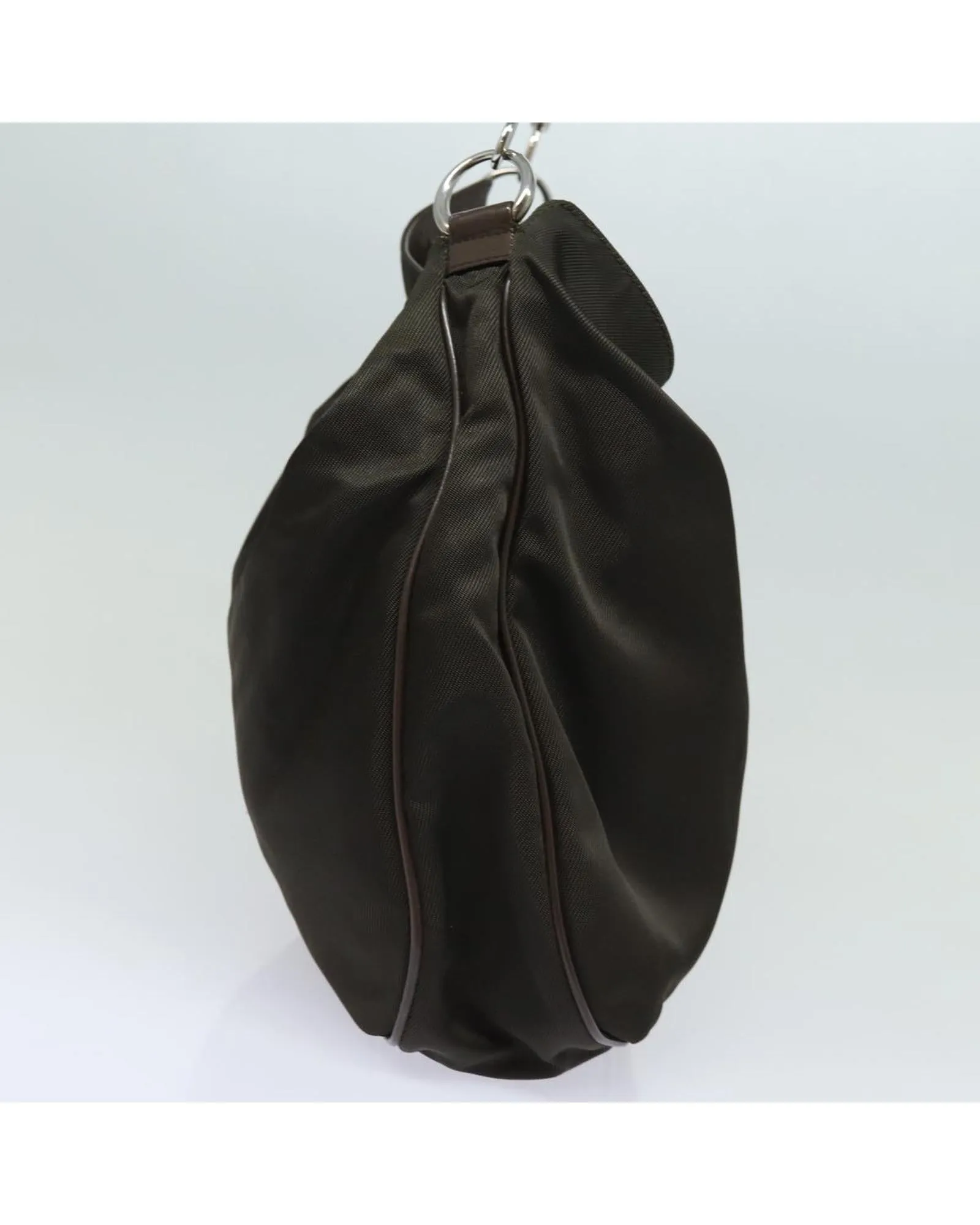 Bamboo Handle Nylon Handbag with Drop Handle