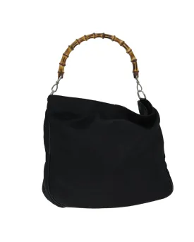 Bamboo Handle Nylon Shoulder Bag with Missing Strap