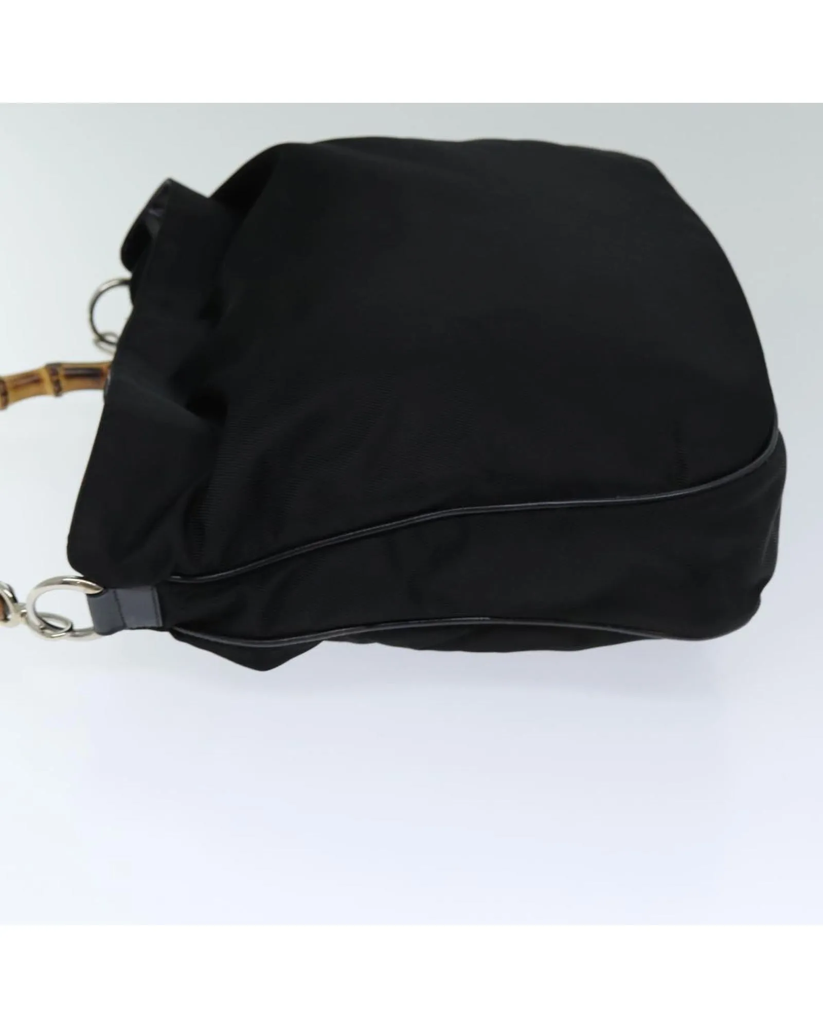 Bamboo Handle Nylon Shoulder Bag with Missing Strap