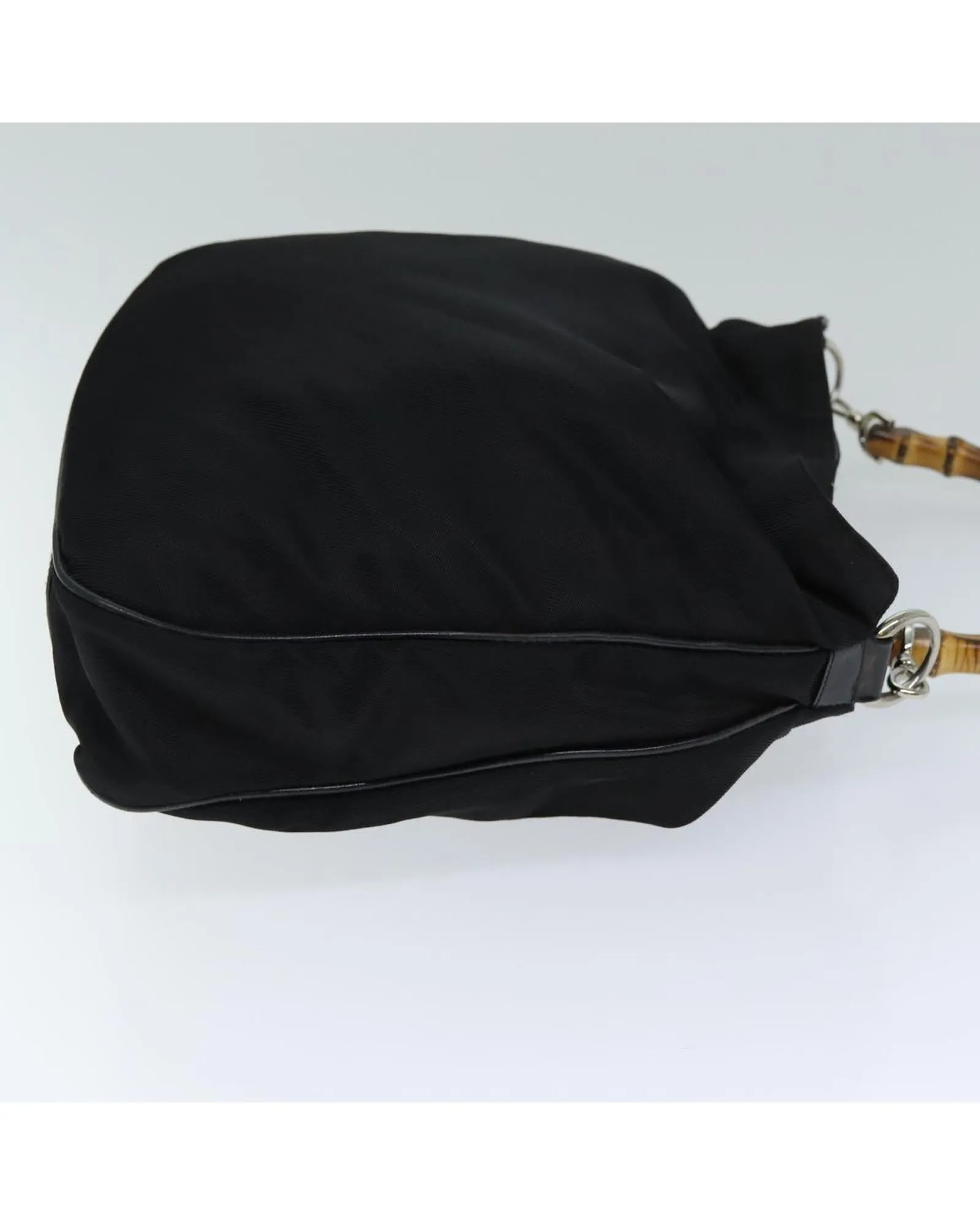 Bamboo Handle Nylon Shoulder Bag with Missing Strap