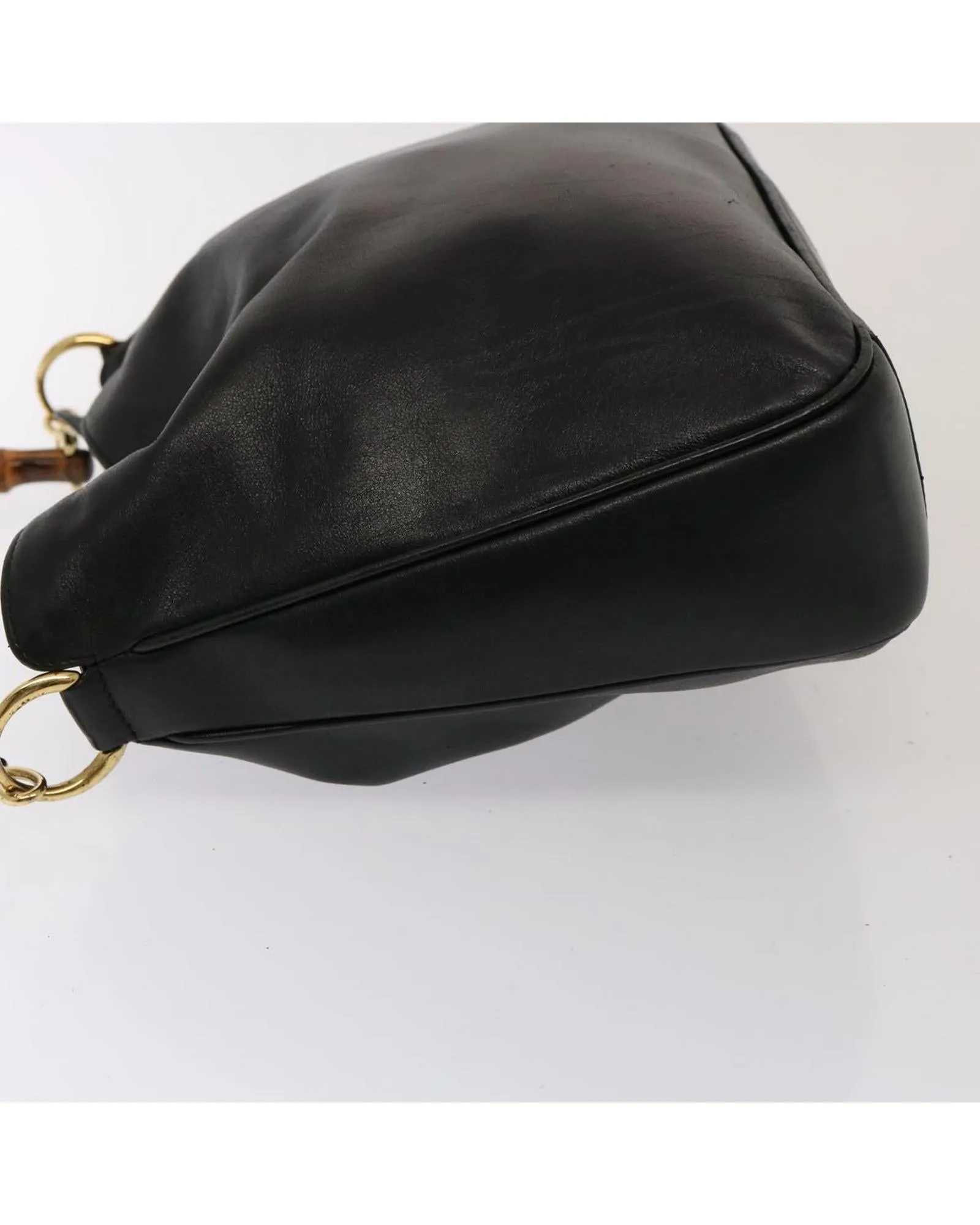Bamboo Leather 2-Way Handbag with Shoulder Strap