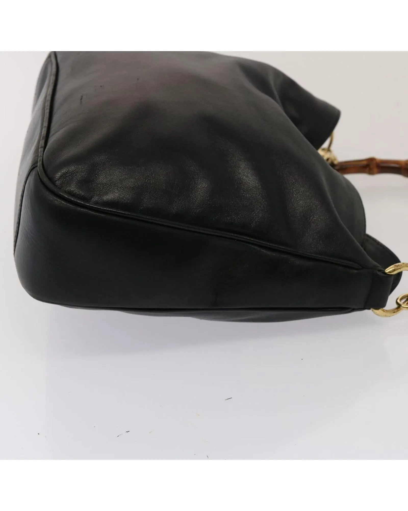 Bamboo Leather 2-Way Handbag with Shoulder Strap