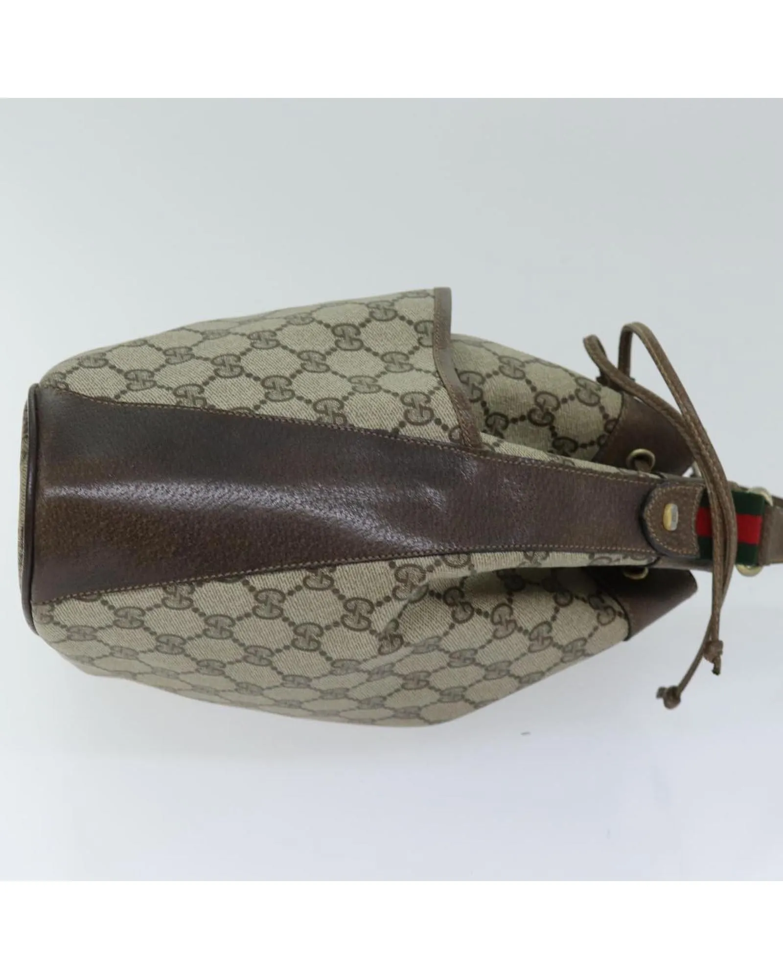 Beige and Red GG Supreme Shoulder Bag with Web Design by Gucci