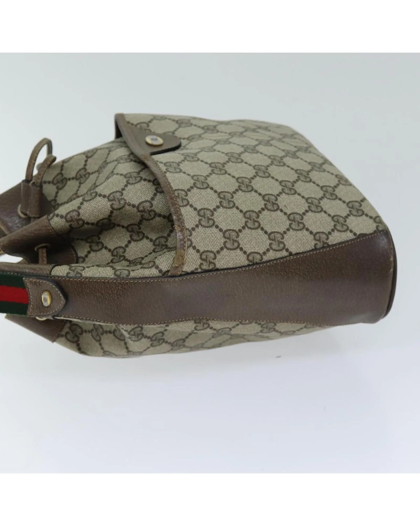Beige and Red GG Supreme Shoulder Bag with Web Design by Gucci