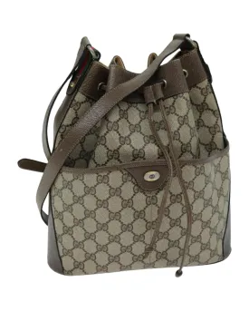 Beige and Red GG Supreme Shoulder Bag with Web Design by Gucci