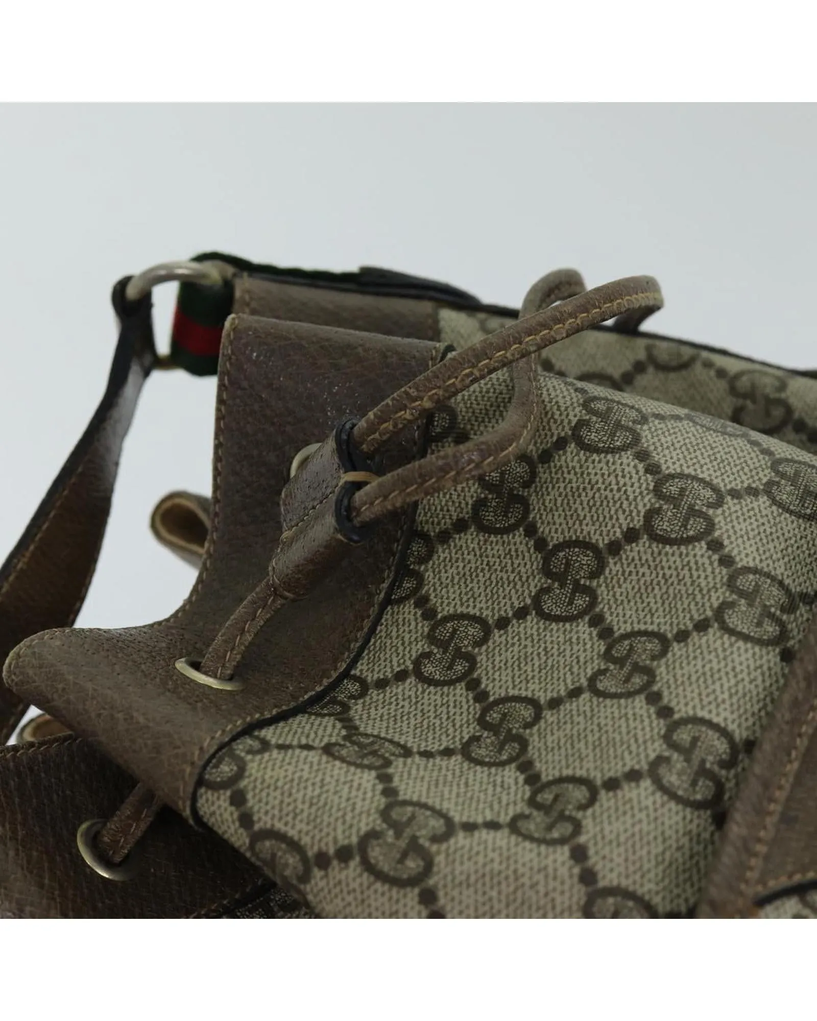 Beige and Red GG Supreme Shoulder Bag with Web Design by Gucci