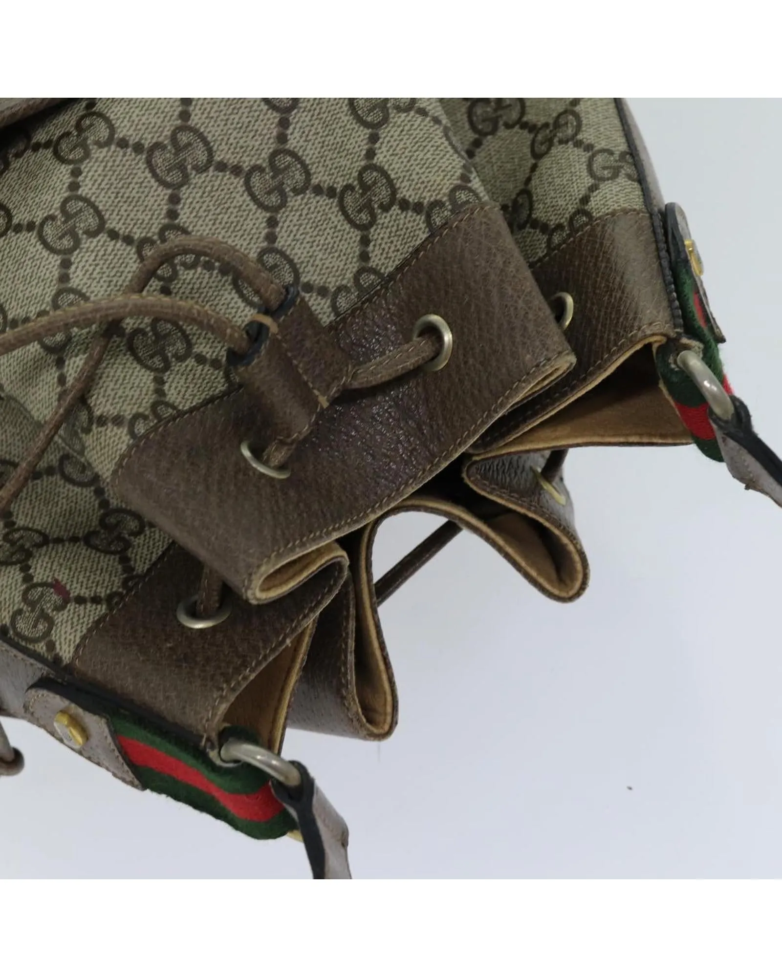 Beige and Red GG Supreme Shoulder Bag with Web Design by Gucci