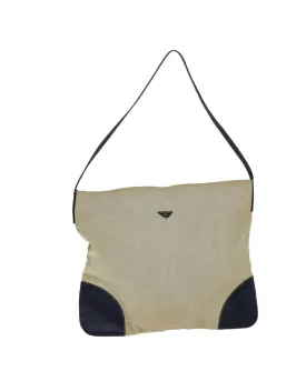 Beige Canvas Shoulder Bag with Dust Bag - Made in Italy