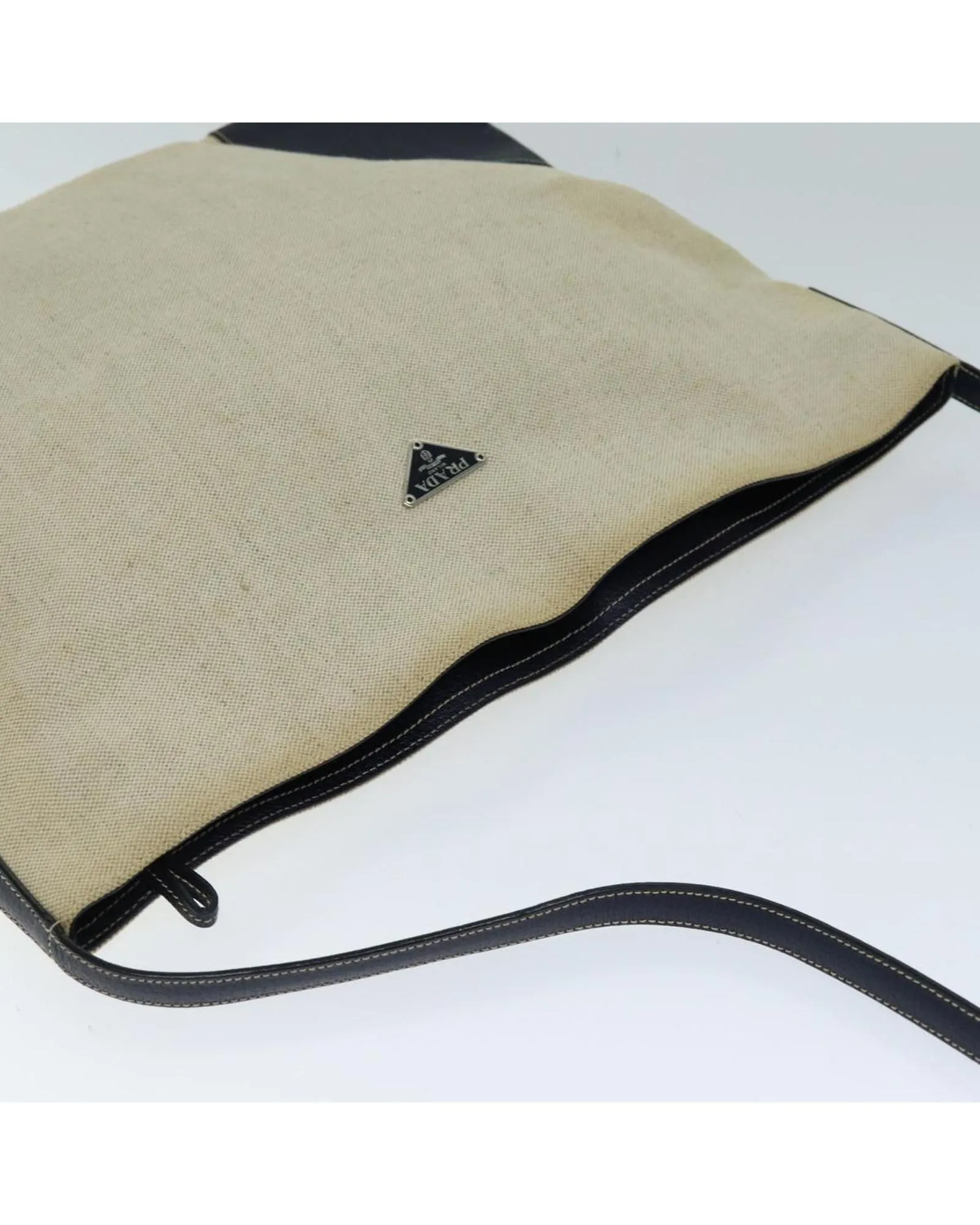 Beige Canvas Shoulder Bag with Dust Bag - Made in Italy