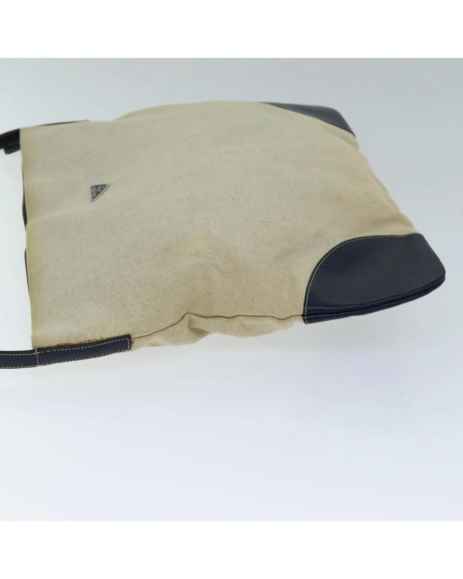 Beige Canvas Shoulder Bag with Dust Bag - Made in Italy