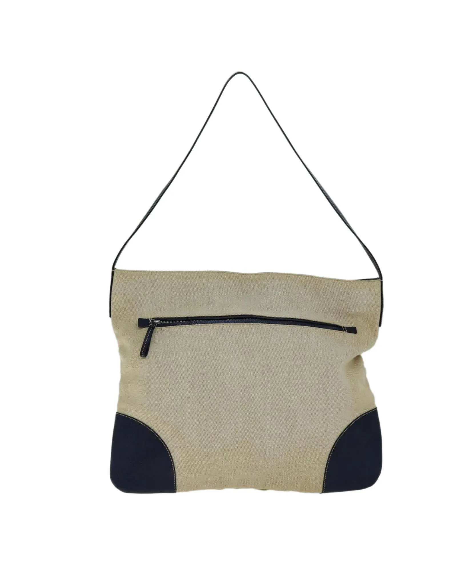Beige Canvas Shoulder Bag with Dust Bag - Made in Italy