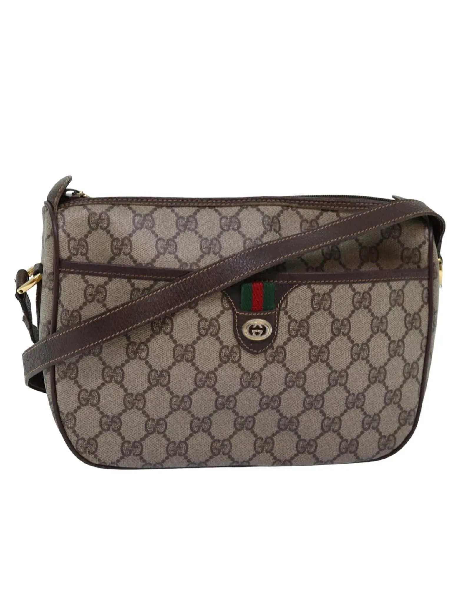 Beige GG Supreme Shoulder Bag with Web Detail