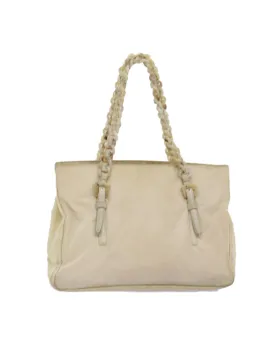 Beige Nylon Chain Shoulder Bag by Italian Designer