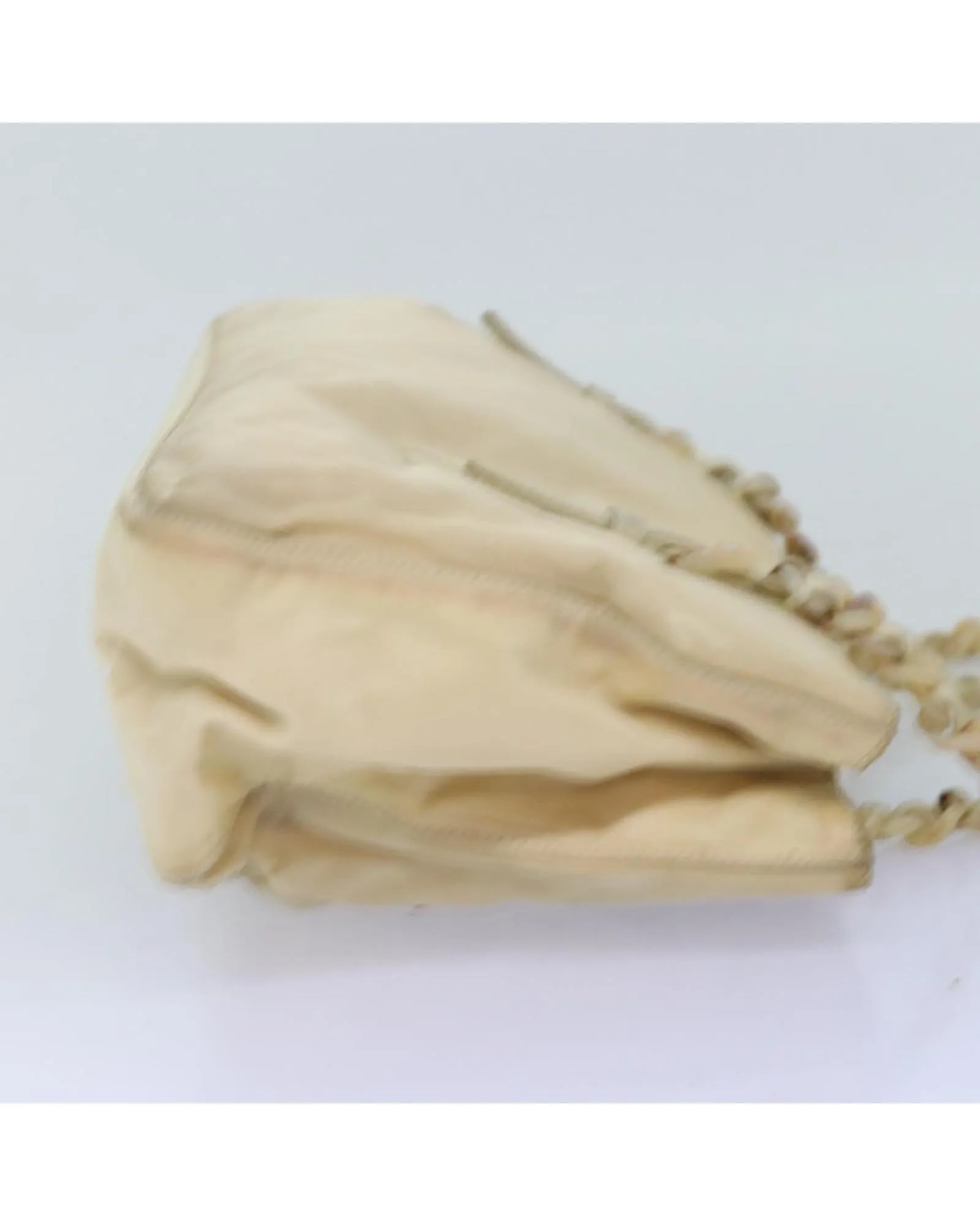 Beige Nylon Chain Shoulder Bag by Italian Designer