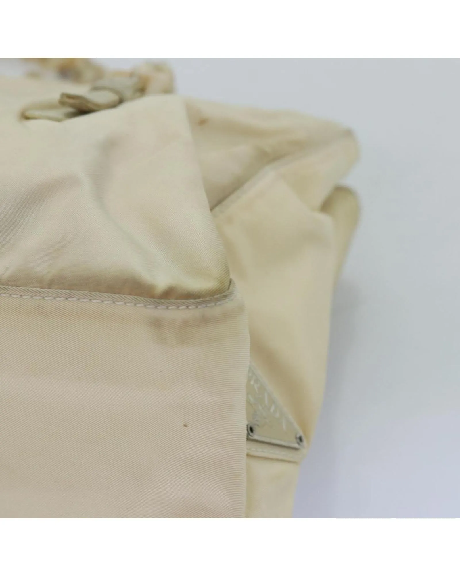 Beige Nylon Chain Shoulder Bag by Italian Designer