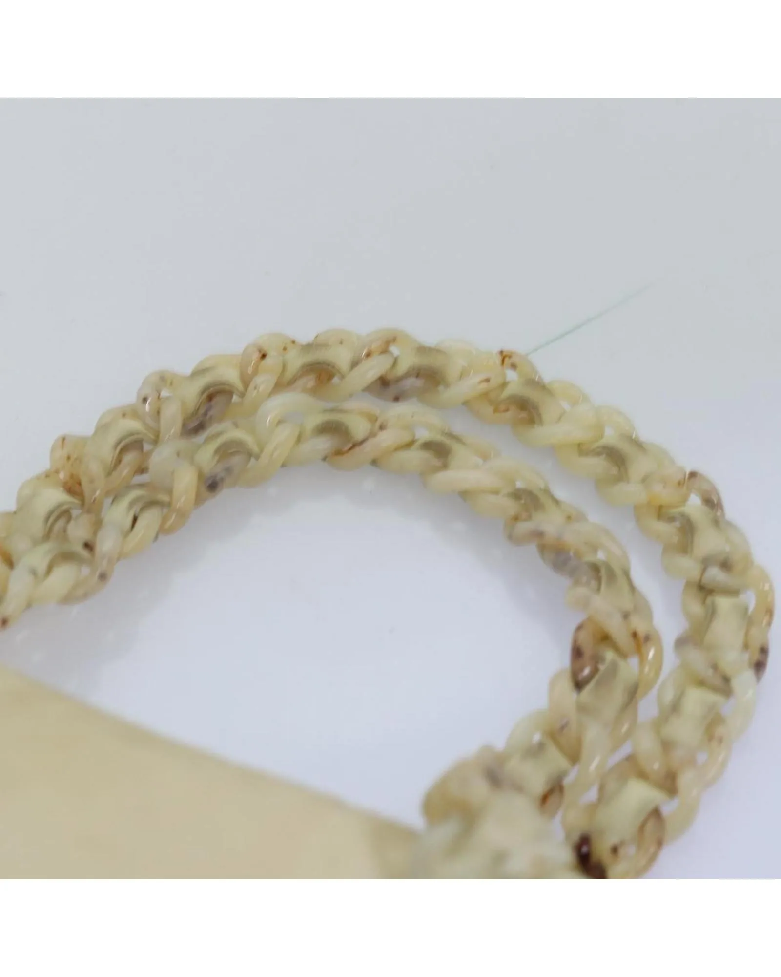 Beige Nylon Chain Shoulder Bag by Italian Designer