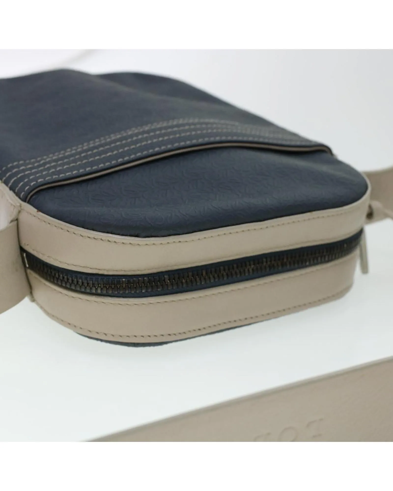 Beige Shoulder Bag with Anagram Pattern