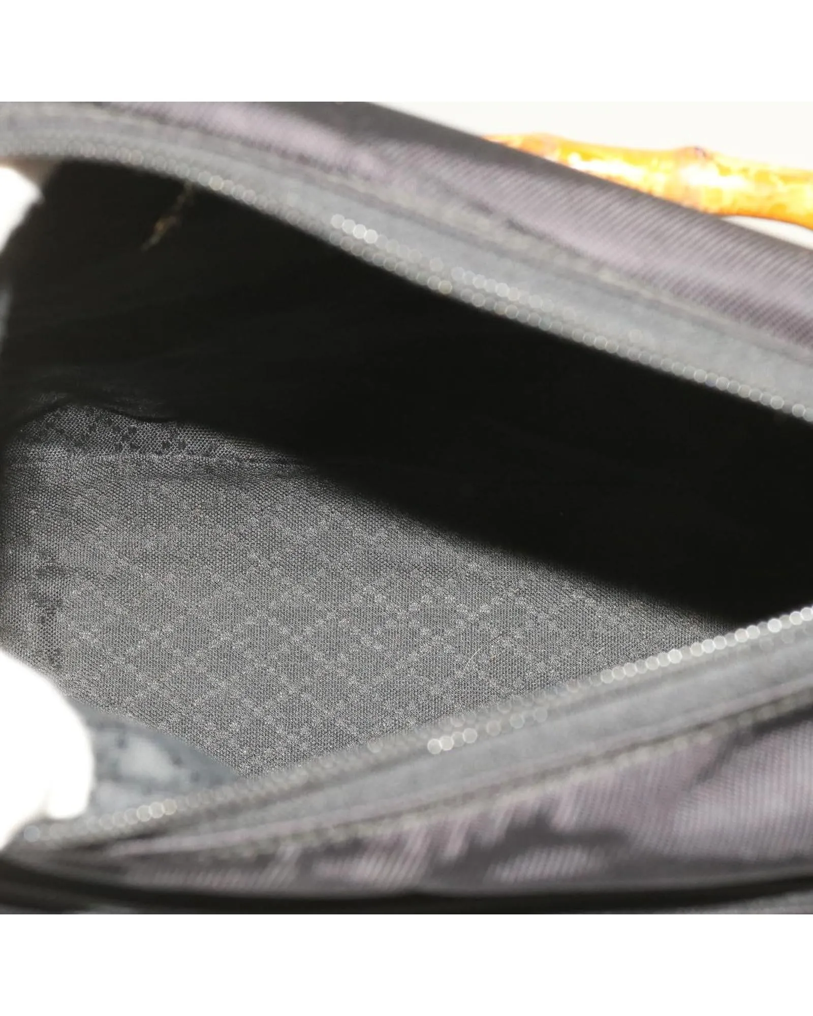 Black Nylon Bamboo Hand Bag with Shoulder Strap - Italy Made