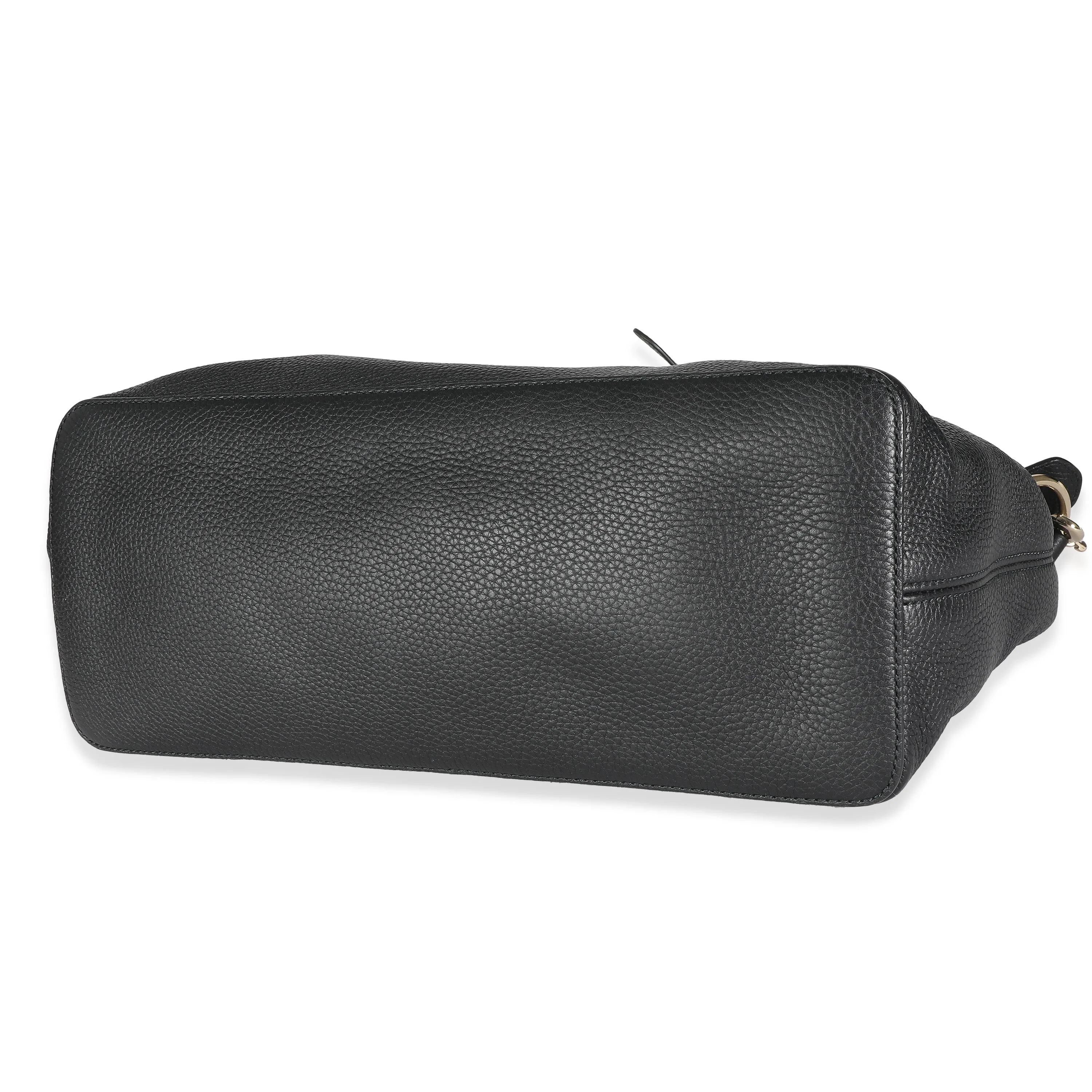 Black Pebbled Calfskin Large Soho Convertible Tote