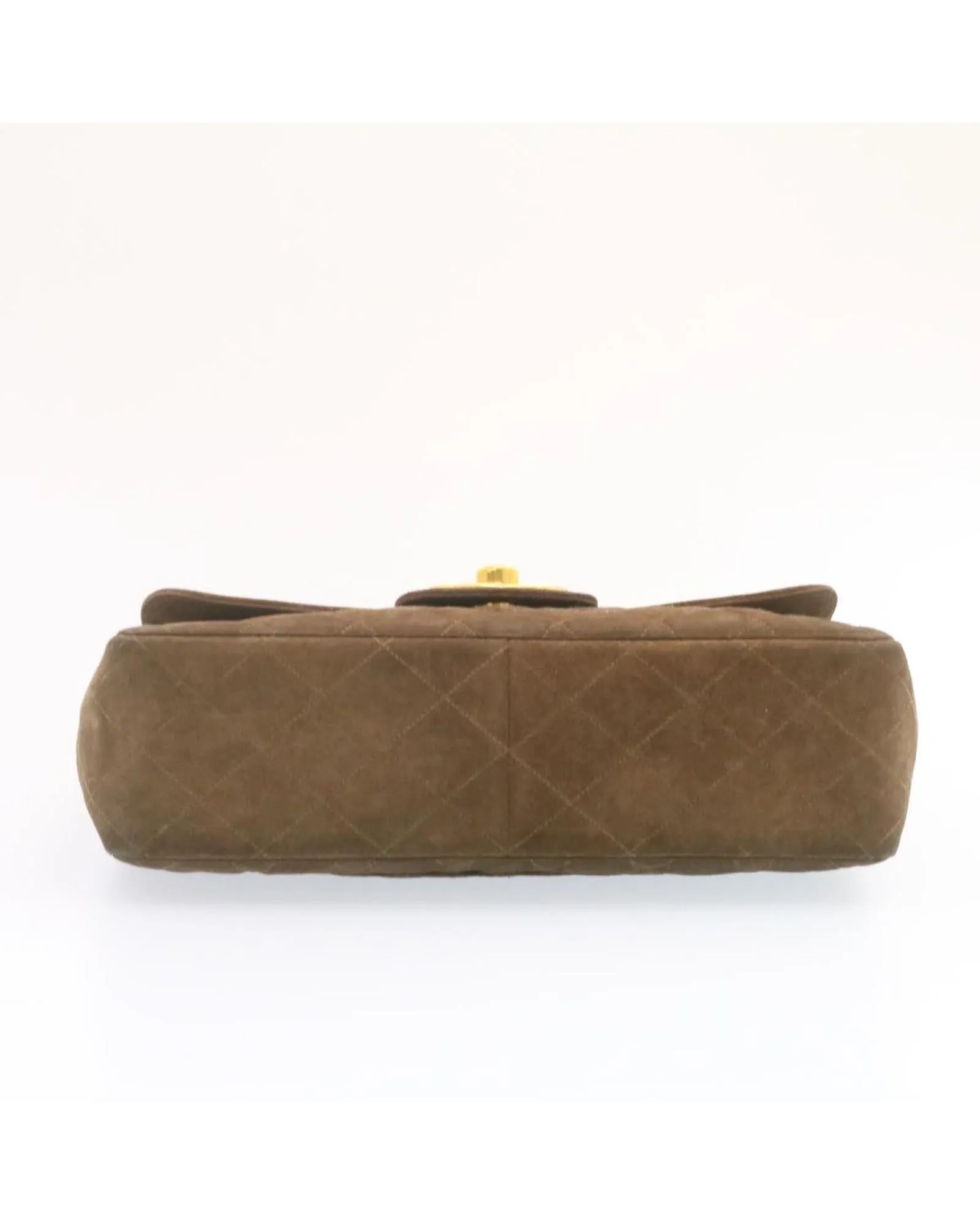Brown Suede Matelasse Double Chain Shoulder Bag