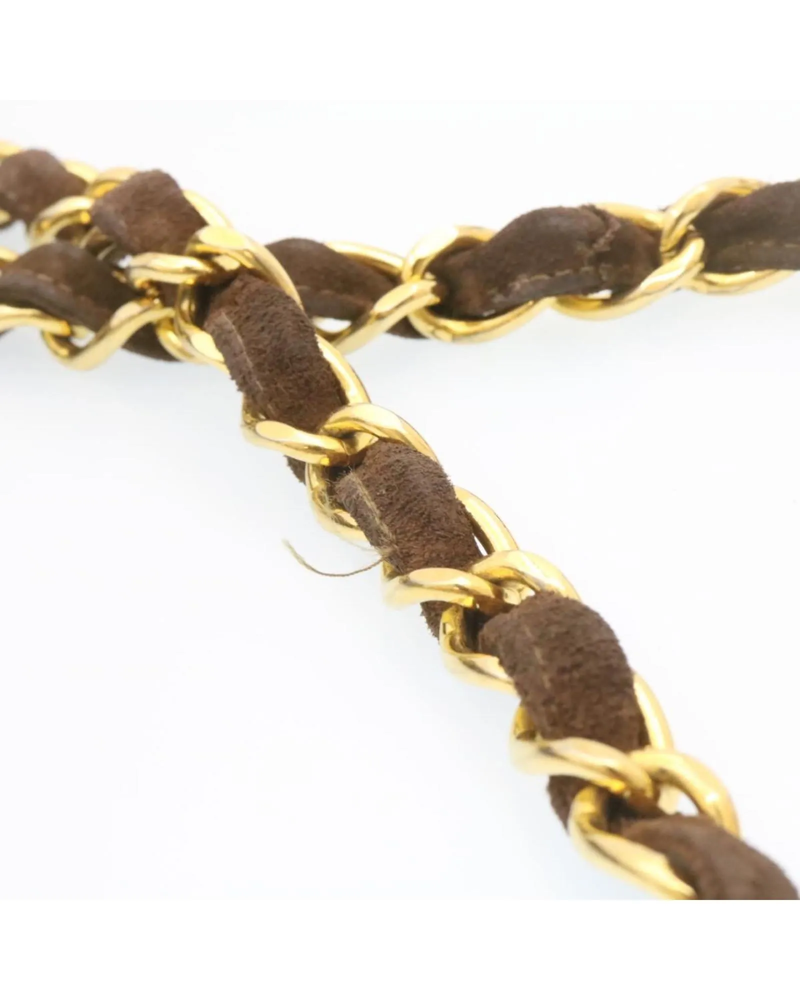 Brown Suede Matelasse Double Chain Shoulder Bag