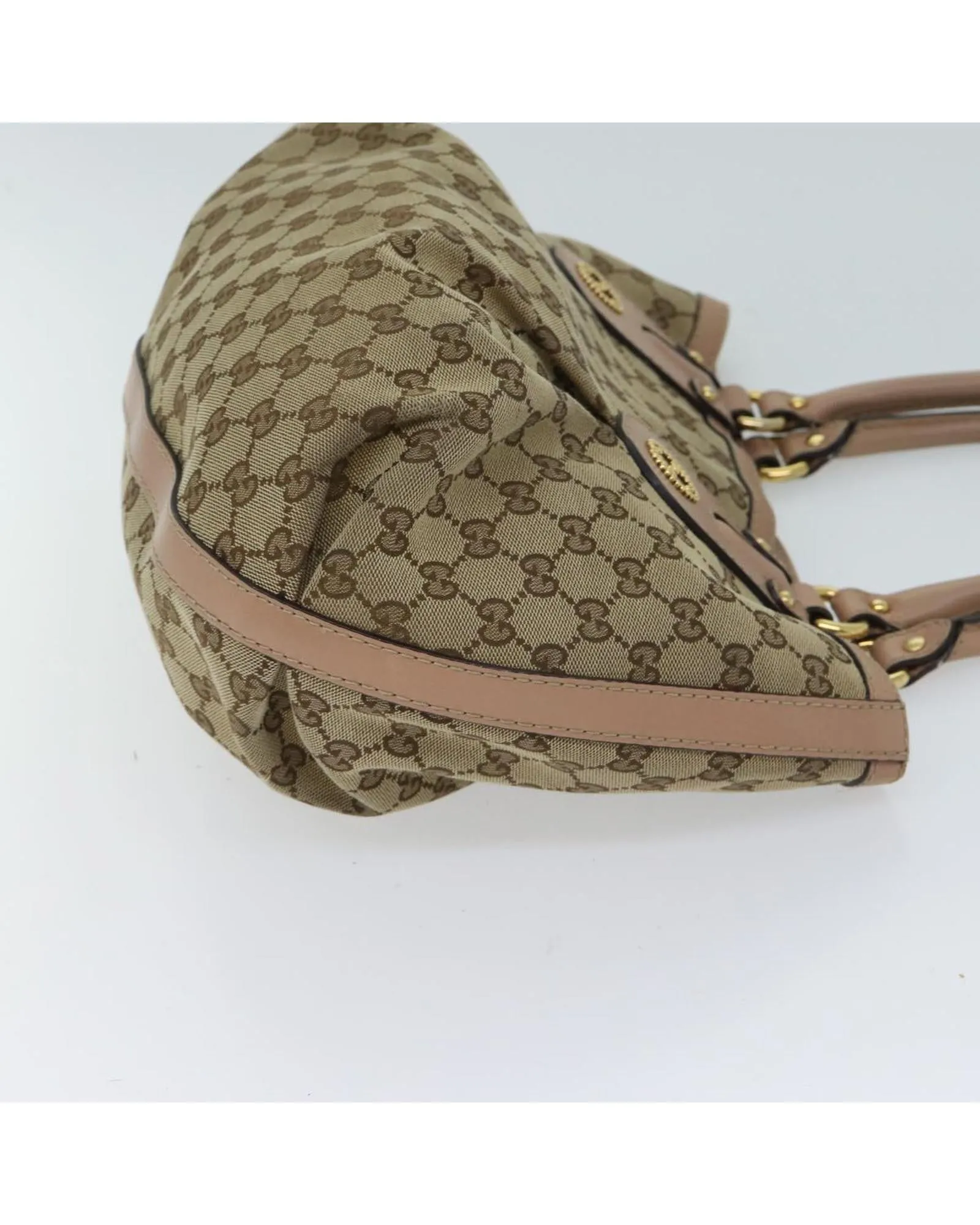 Canvas Beige Hand Bag with GG Print and Accessories - Italian Made