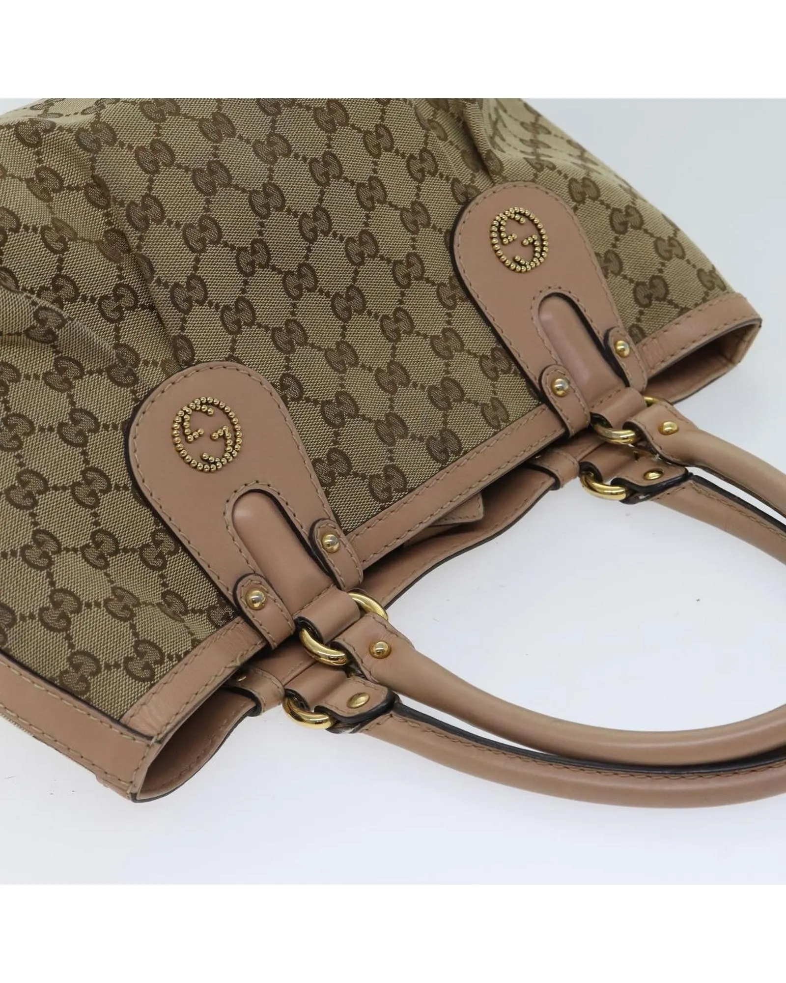 Canvas Beige Hand Bag with GG Print and Accessories - Italian Made