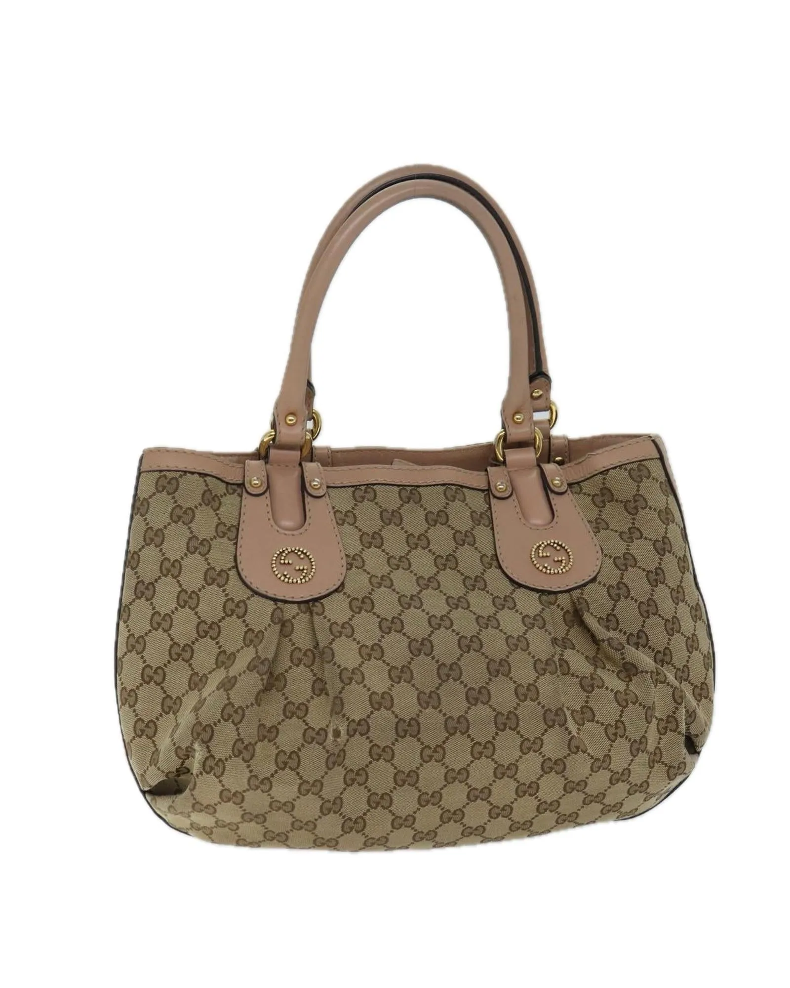 Canvas Beige Hand Bag with GG Print and Accessories - Italian Made