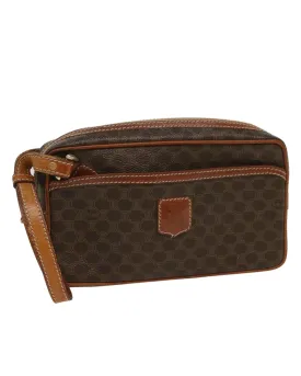 Canvas Clutch Bag with Leather Trim in Brown by Celine