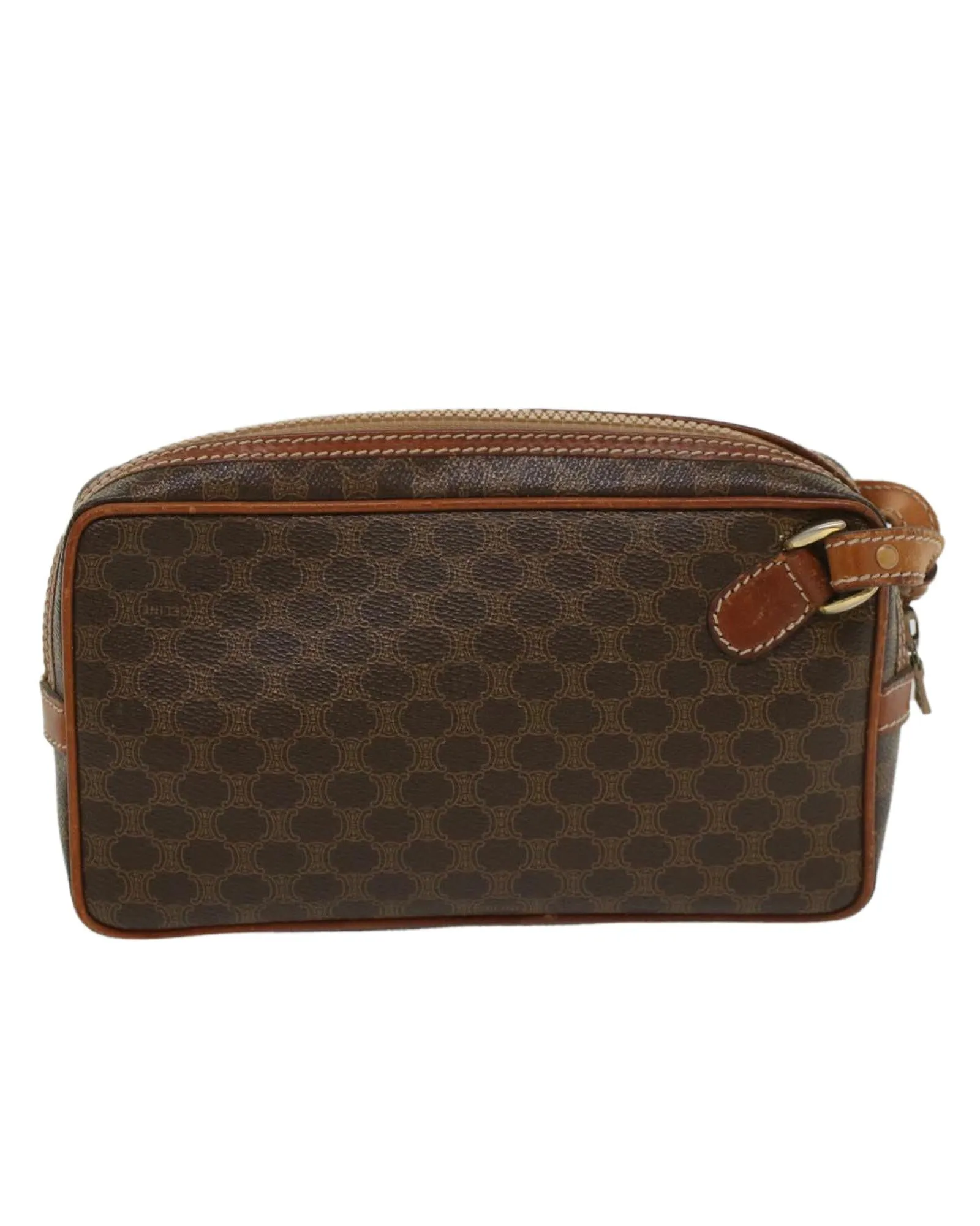 Canvas Clutch Bag with Leather Trim in Brown by Celine