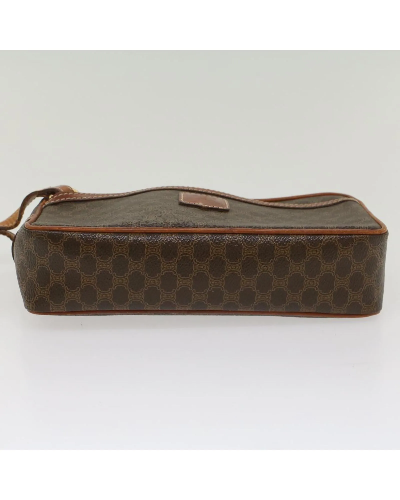 Canvas Clutch Bag with Leather Trim in Brown by Celine