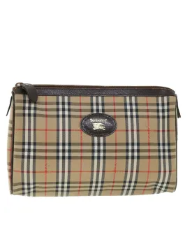 Canvas Leather Clutch Bag in Beige and Brown Canvas Leather Clutch Bag in Beige and Brown