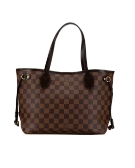 Damier Canvas Tote with Leather Trim and Interior Zip Pocket