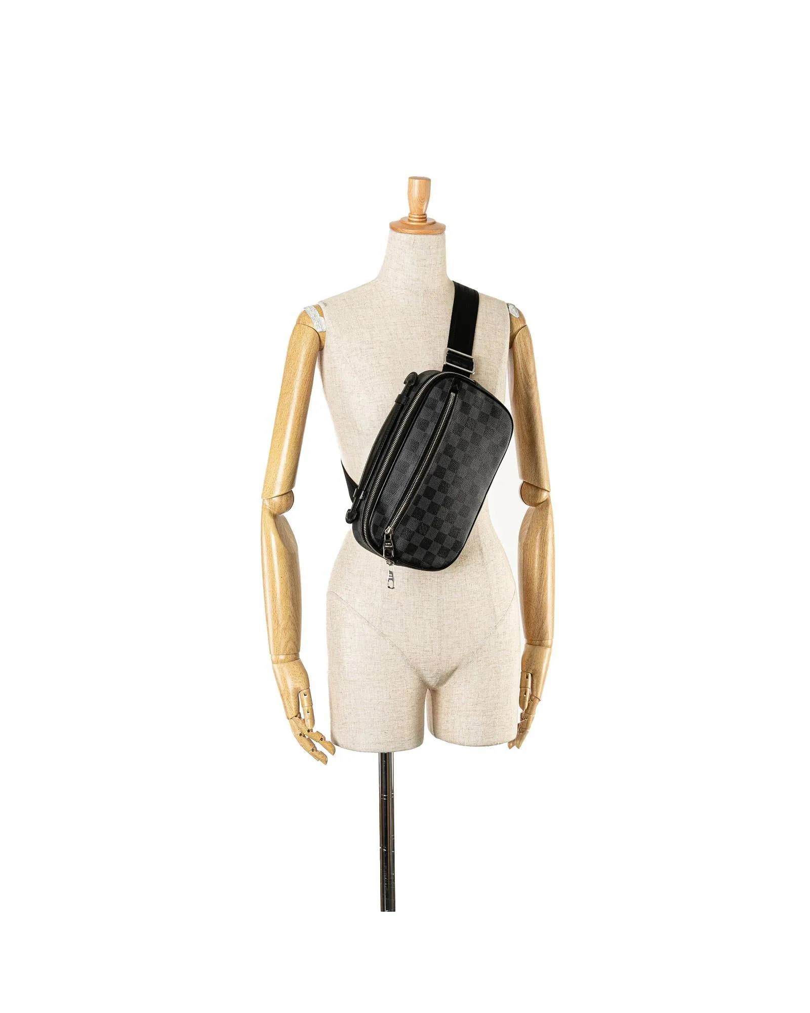Damier Graphite Canvas Ambler with Leather Trim and Adjustable Waist Strap