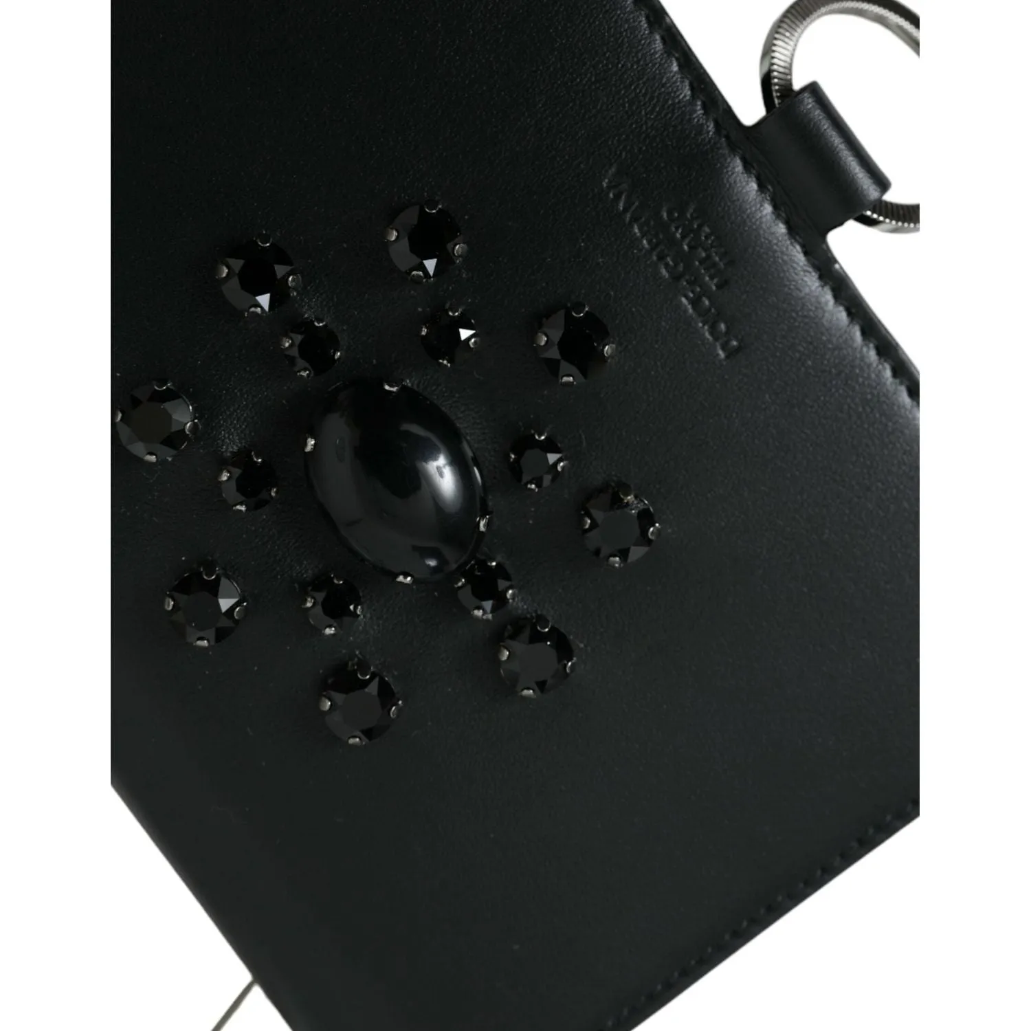 Dolce & Gabbana Elegant Crystal-Embellished Leather Card Holder