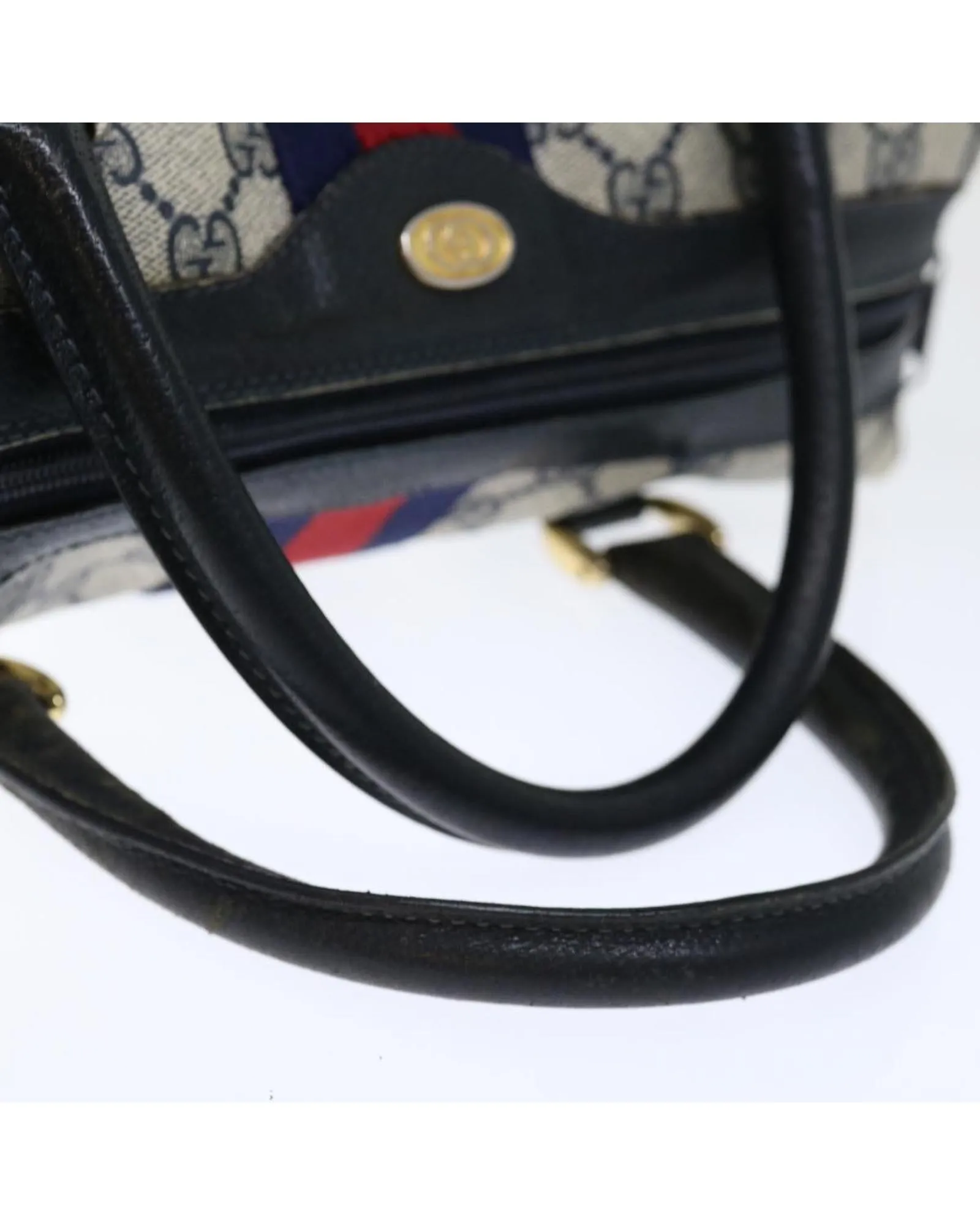 GG Canvas 2-Way Hand Bag with Shoulder Strap - Navy/Red