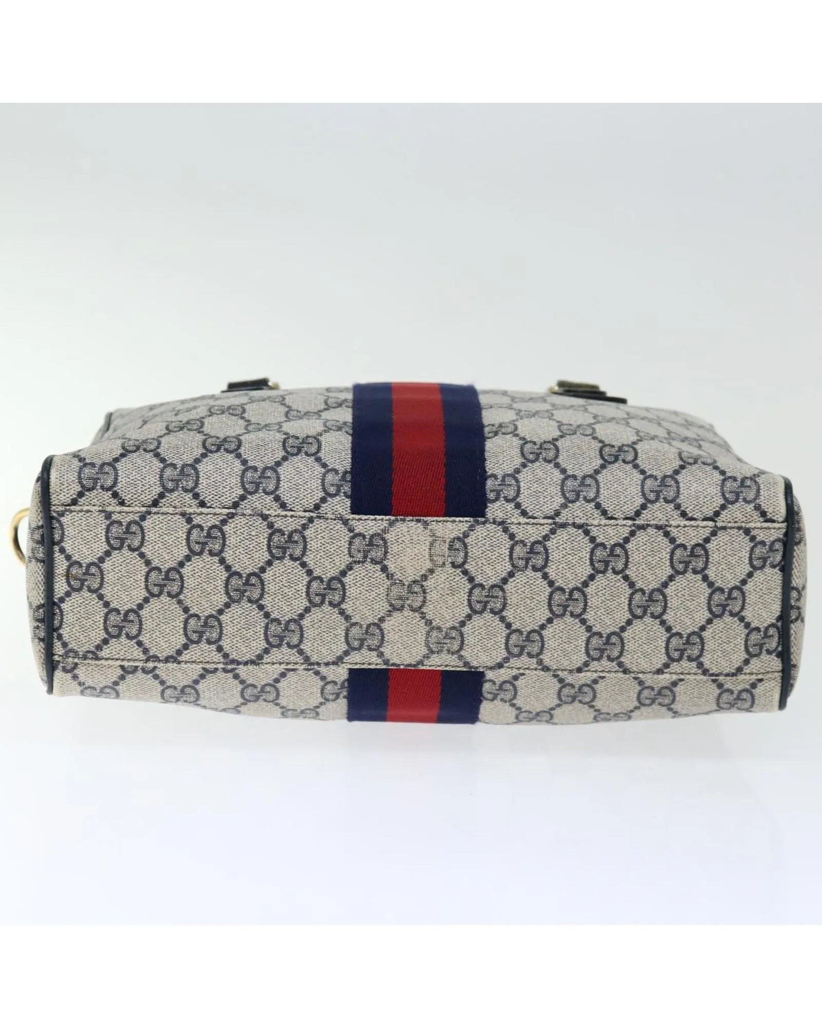 GG Canvas 2-Way Hand Bag with Shoulder Strap - Navy/Red