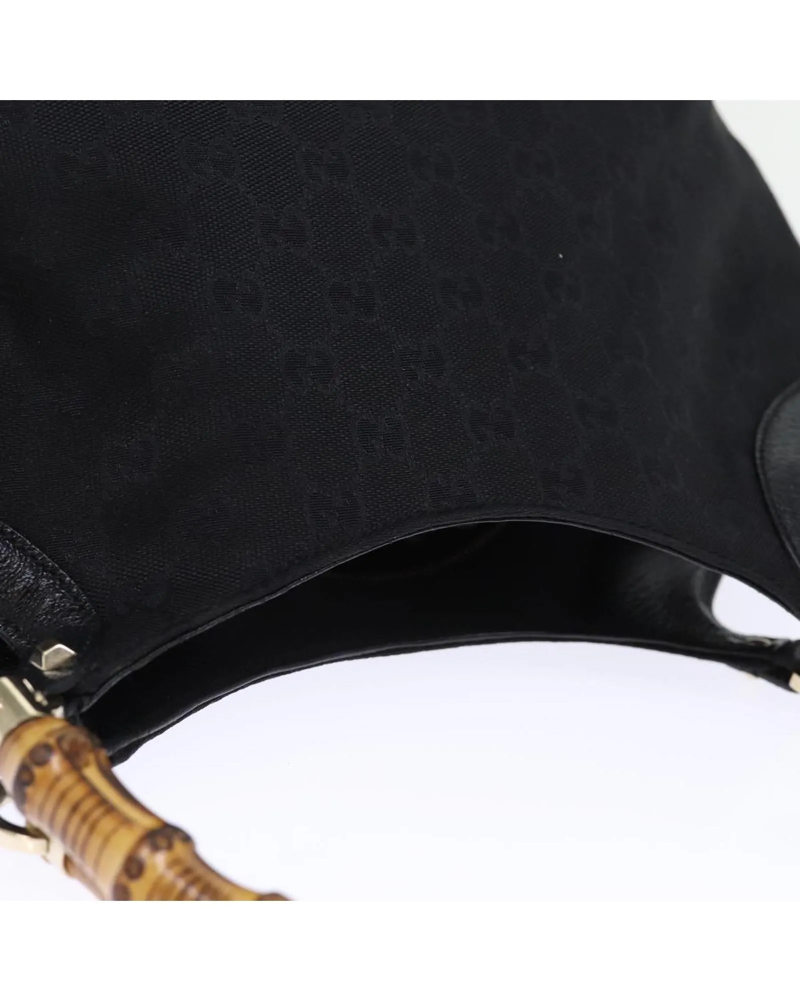 GG Canvas Black Hand Bag with Bamboo Handle