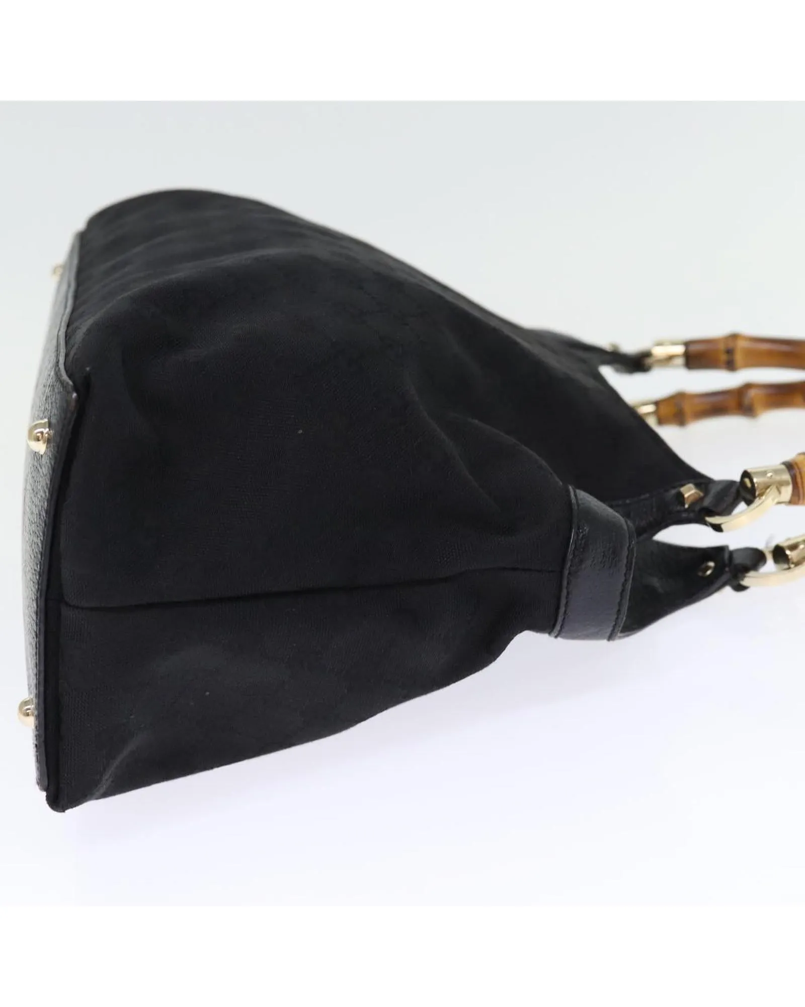GG Canvas Black Hand Bag with Bamboo Handle