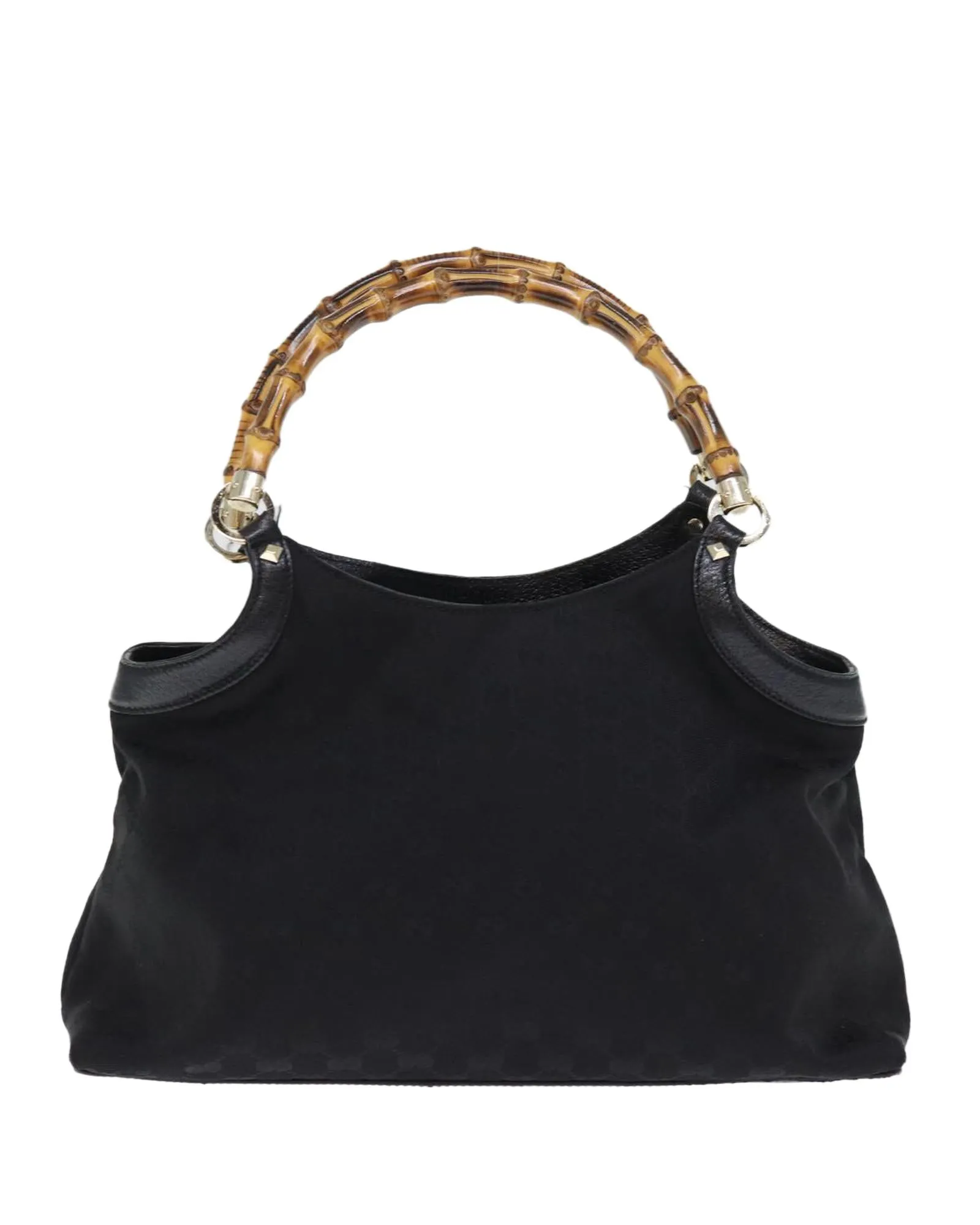 GG Canvas Black Hand Bag with Bamboo Handle