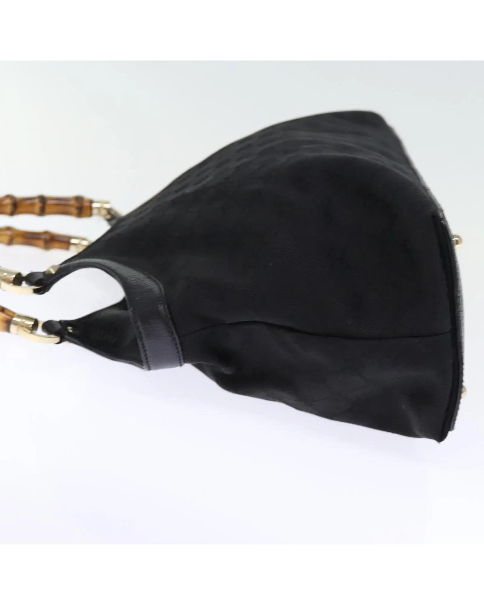 GG Canvas Black Hand Bag with Bamboo Handle