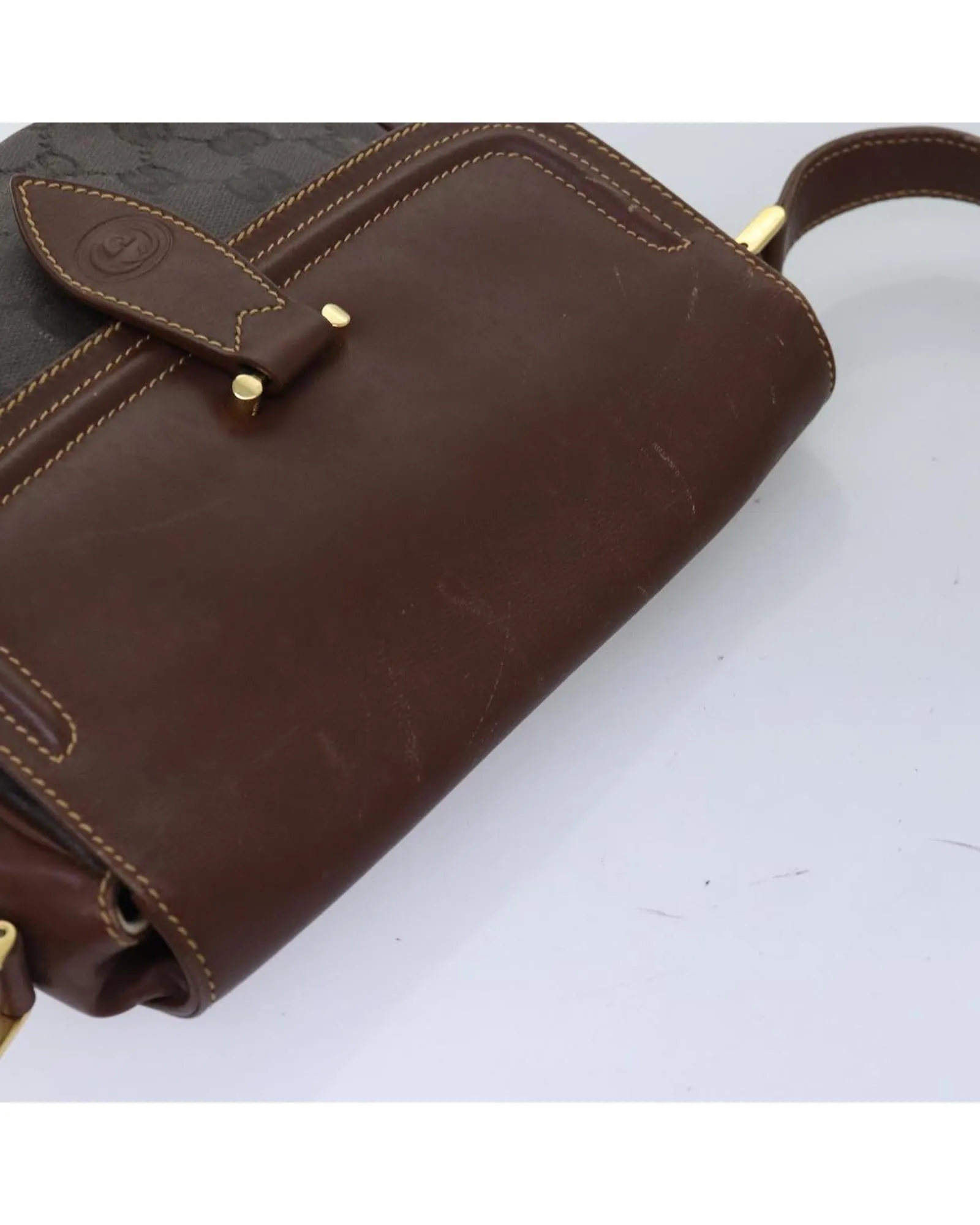GG Canvas Shoulder Bag with Shoulder Strap - Brown