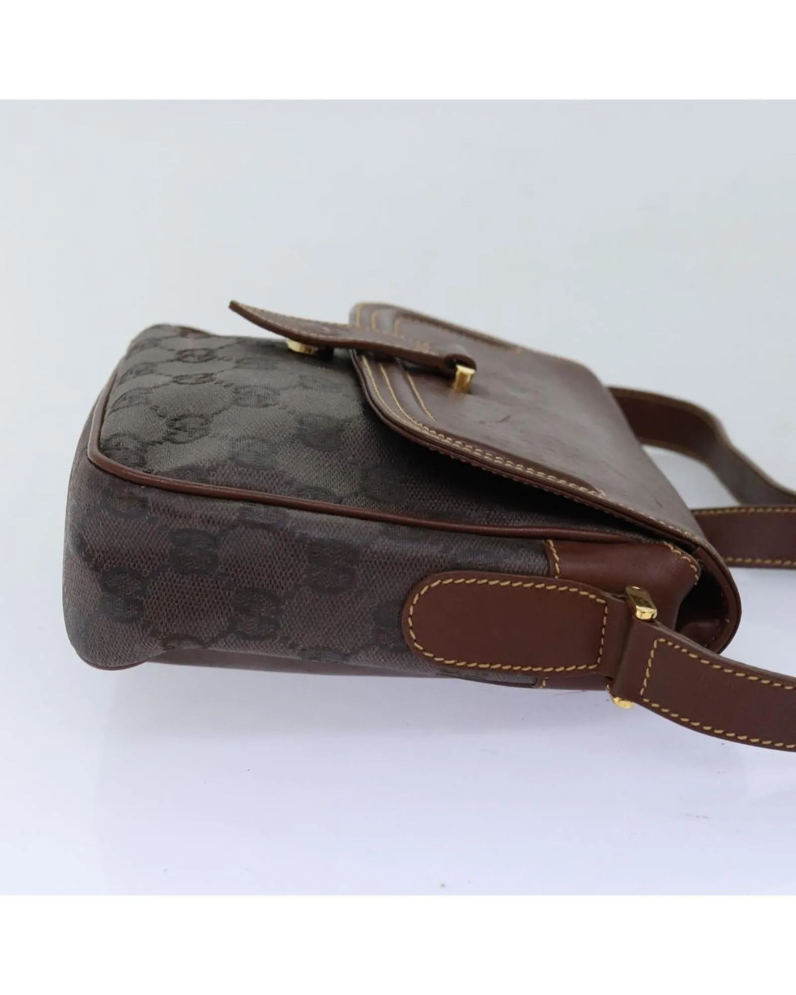 GG Canvas Shoulder Bag with Shoulder Strap - Brown