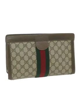 GG Supreme Web Sherry Line Clutch Bag with Beige and Red canvas pattern