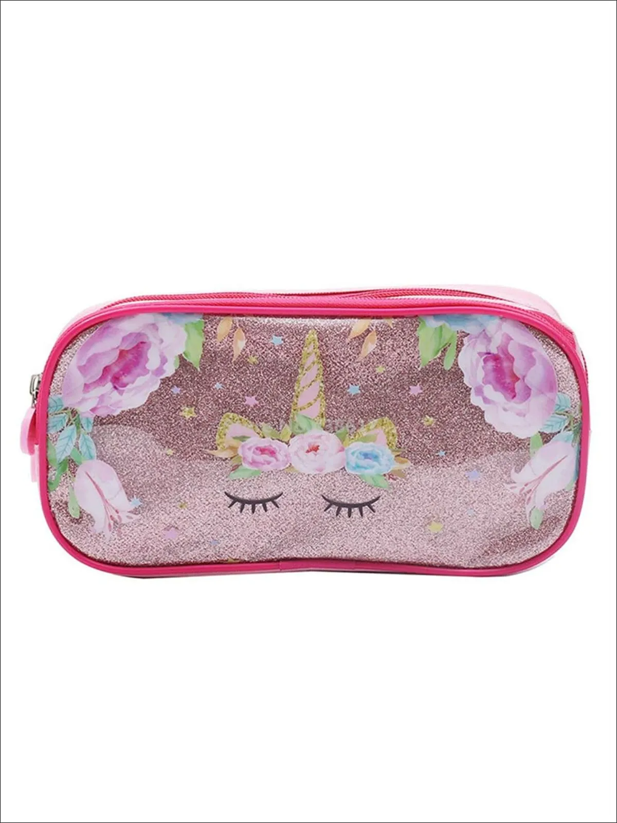 Girls 12" Iridescent Floral Unicorn Preschool Backpack with Matching Lunchbox & Pencil Case