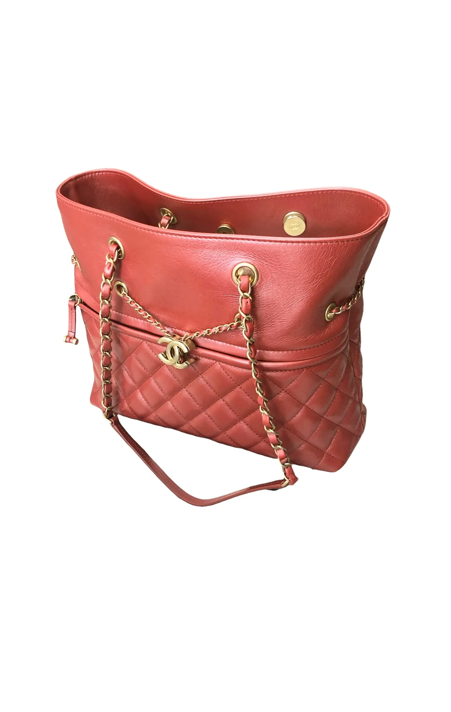 Glazed Quilted Leather Tote Bag